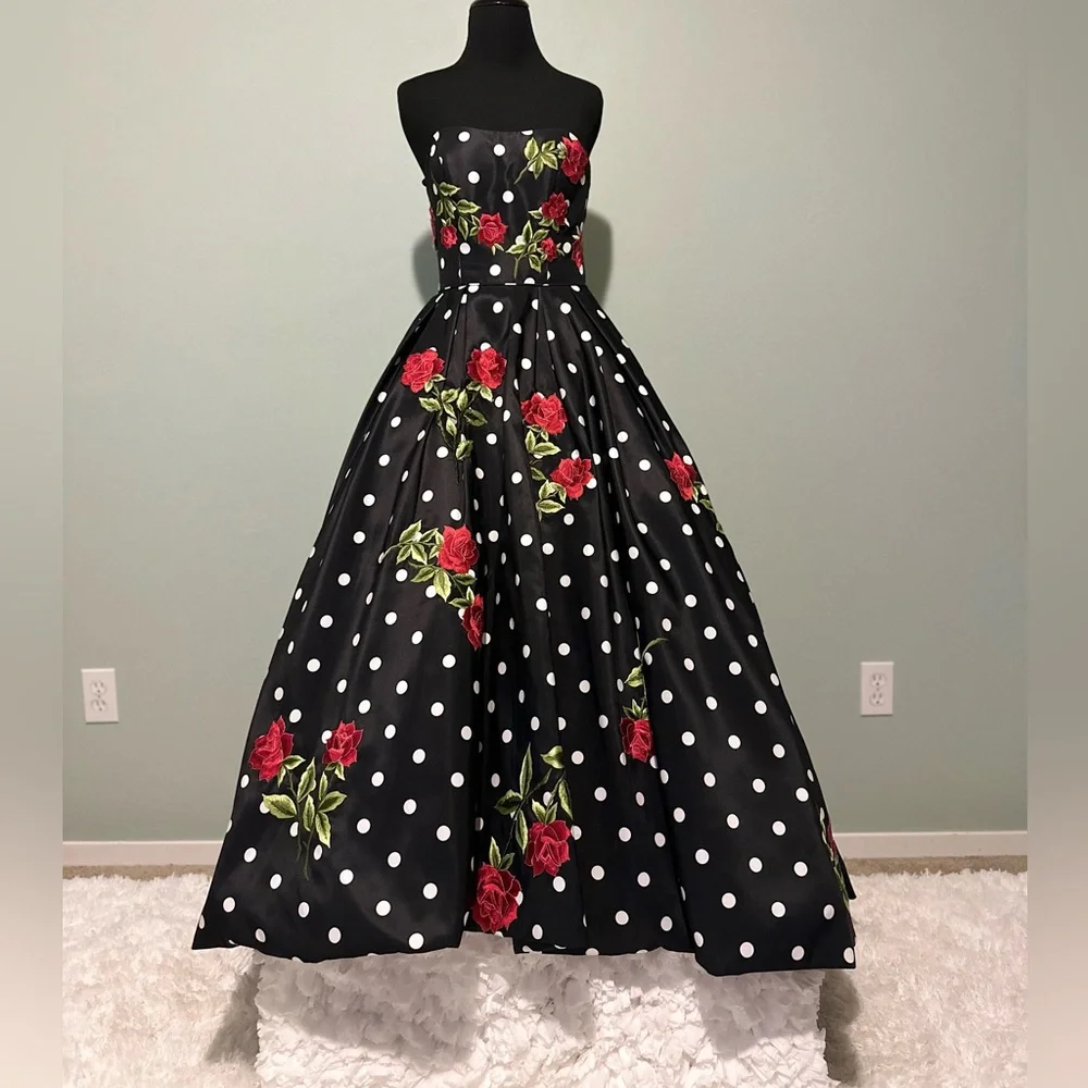 Sherri Hill Size 0 Rose Polka Dot High-Low Prom Gown – Fun, Flirty🌹✨ - Picture 6 of 7